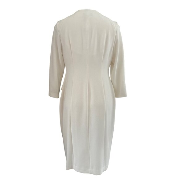 Donna Karan New York NWT $189 Cady Crepe V-Neck Jacket Dress, Ivory Women's 8 - Picture 6 of 11